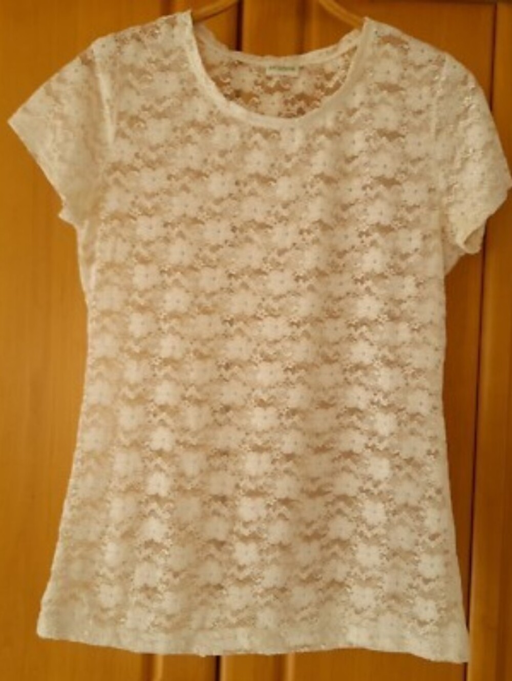 H&M Lace Short Sleeve Top - White/Ivory